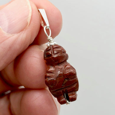 Brecciated Jasper Goddess of Willendorf Sterling Silver Pendant|1.38