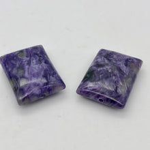 Load image into Gallery viewer, 80cts of Rare Rectangular Pillow Charoite Beads | 2 Beads | 26x19x8mm | 10871A - PremiumBead Primary Image 1
