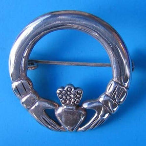 Love! Celtic Sterling Silver Claddagh Brooch Pin 10107 - PremiumBead Alternate Image 2