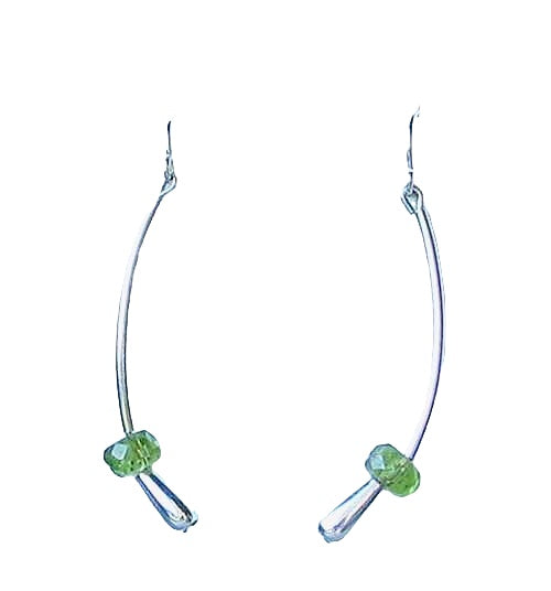 Green Peridot & 925 Sterling Silver Earrings 6487