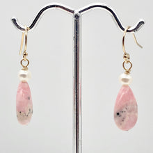 Load image into Gallery viewer, Teardrop Rhodochrosite and Pearl Drop 14K Gold Filled Earrings | 1 1/2&quot; Long | - PremiumBead Primary Image 1
