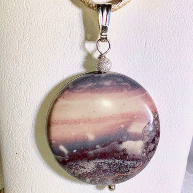 Porcelain Jasper Disc Silver Pendant! Like Jupiter!! 510602B - PremiumBead Primary Image 1