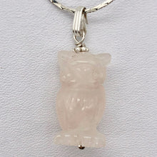 Load image into Gallery viewer, Rose Quartz Owl Pendant Necklace | Semi Precious Stone Jewelry | Sterling Silver - PremiumBead Primary Image 1
