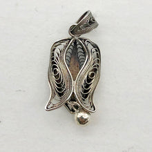 Load image into Gallery viewer, Hand Made Silver Filigree Bell Flower Pendant 5795
