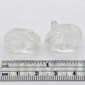 Cute Quartz Carved Mouse Figurine | 19x11x11 mm | Clear