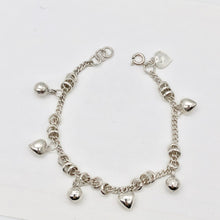 Load image into Gallery viewer, Love! Hearts &amp; Bells Sterling Silver Charm Bracelet 6 3/4 inch Length - PremiumBead Primary Image 1
