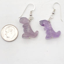 Load image into Gallery viewer, Amethyst Tyrannosaurus Rex Sterling Silver Drop Earrings| 1.5&quot; Long | Purple |
