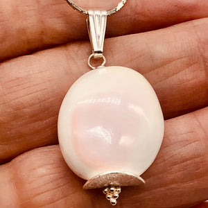 Pink Conch Shell Drop Sterling Silver Pendant | 1 1/2" Long |