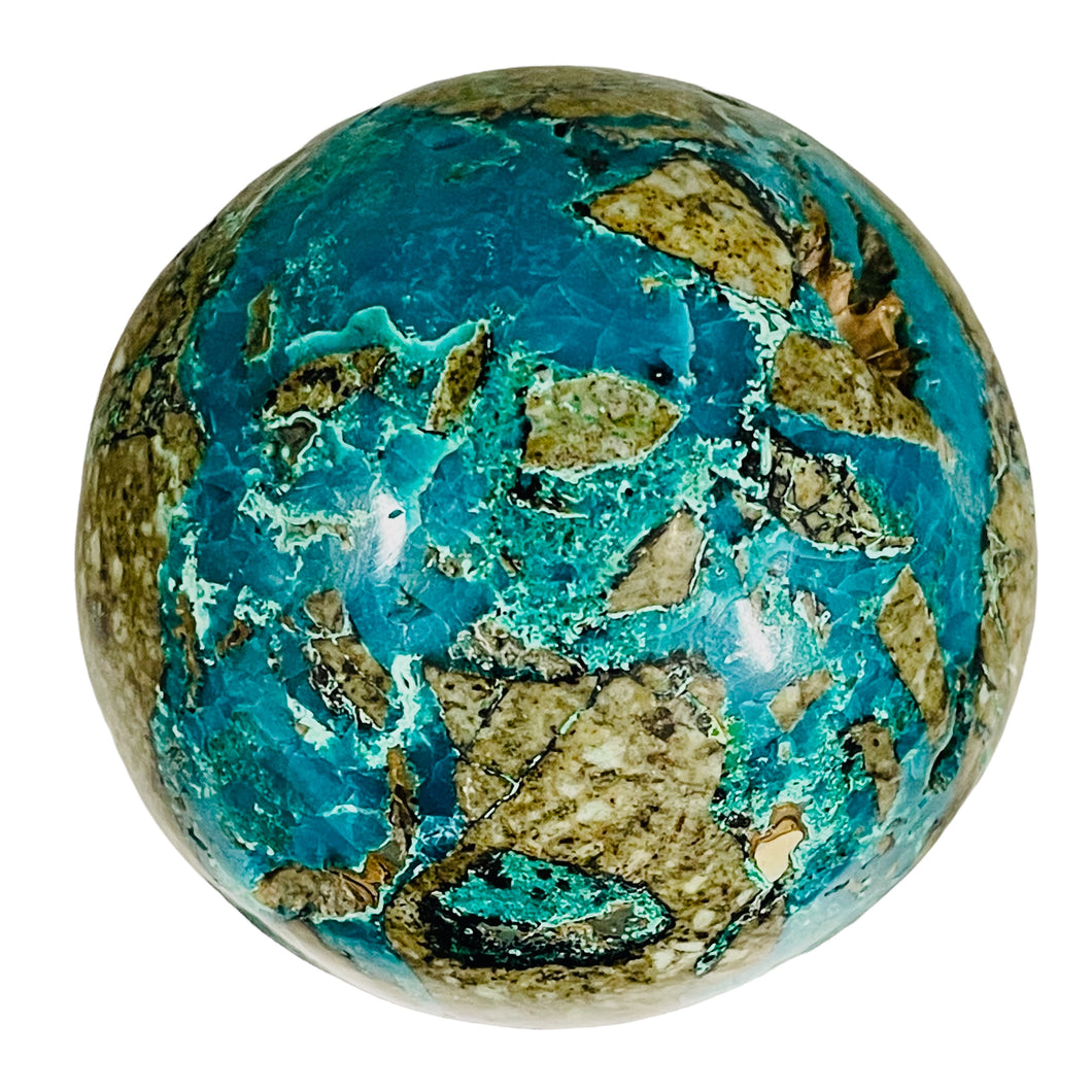 Azurite Malachite Chrysoprase Scry Round Sphere | 55mm | Green/Blue/Brown | 1 |