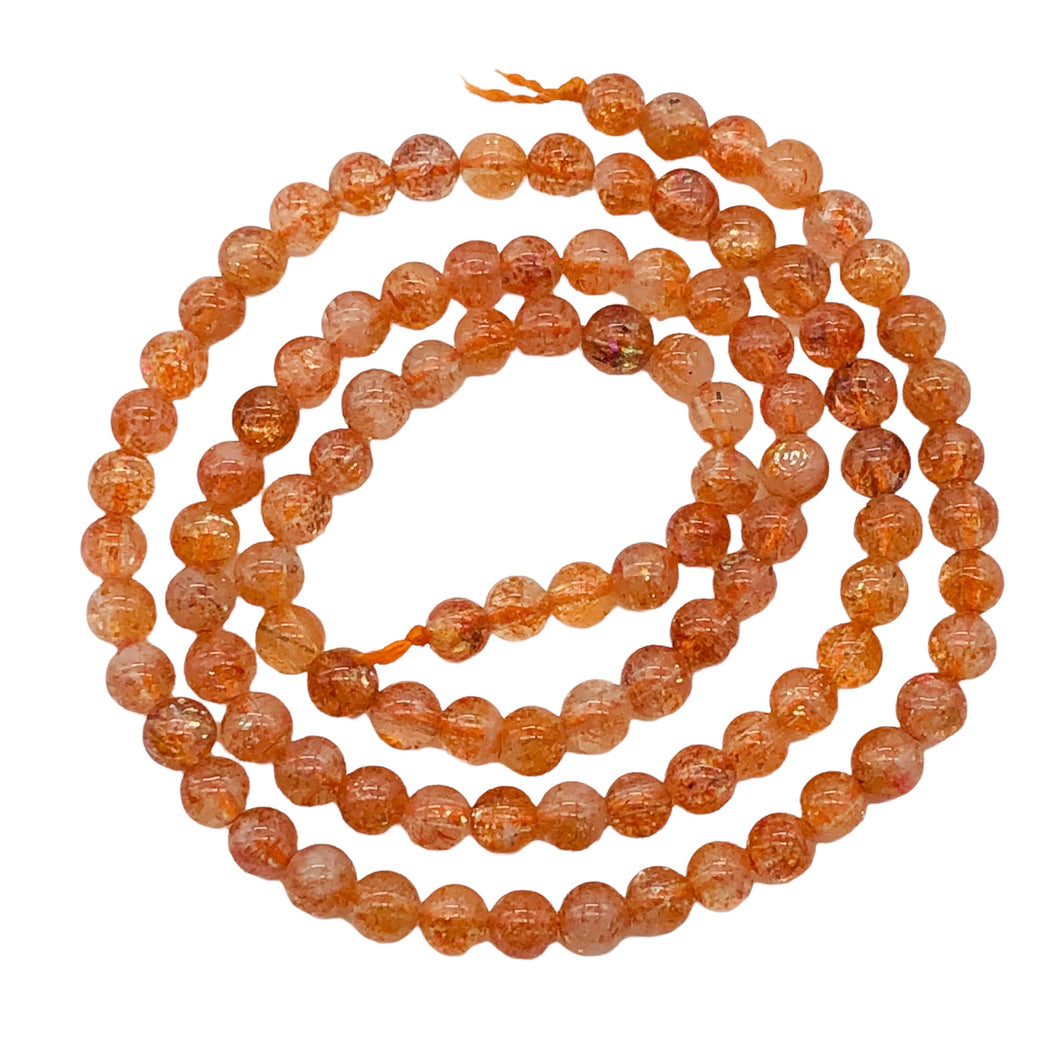 Sunstone Strand Round Beads | 4 mm | Orange | 98 Beads |