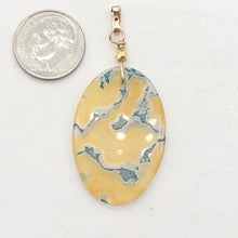 Load image into Gallery viewer, Moss Agate Oval 14K Gold Filled Pendant | 2&quot; Long | Yellow Green | 1 Pendant|
