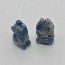 Load image into Gallery viewer, Howling New Moon Sodalite Wolf / Coyote Figurine | 21x11x8mm | Blue white - PremiumBead Alternate Image 2
