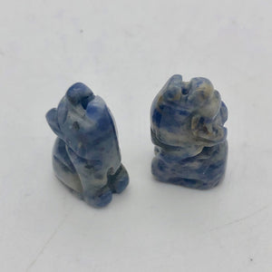 Howling New Moon 2 Carved Sodalite Wolf / Coyote Beads | 21x11x8mm | Blue white - PremiumBead Alternate Image 7