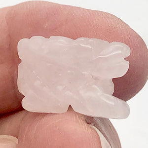 Powerful 2 Carved Rose Quartz Winged Dragon Beads | 21x14x9mm | Pink