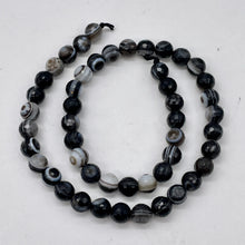 Load image into Gallery viewer, Black and White Sardonyx Faceted 7.5mm Round &quot;Eye&quot; Bead Strand 110275

