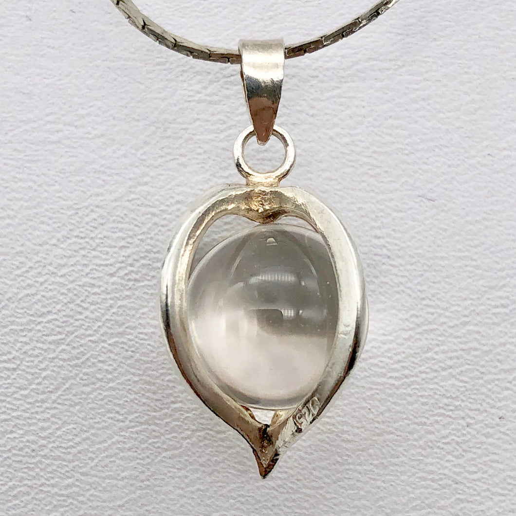 Semi Precious Stone Jewelry Crystal Quartz Ball in Sterling Silver pendant - PremiumBead Primary Image 1