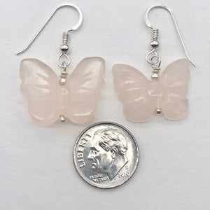 Flutter Rose Quartz Butterfly Sterling Silver Earrings | 1 1/4 inch long | - PremiumBead Alternate Image 6