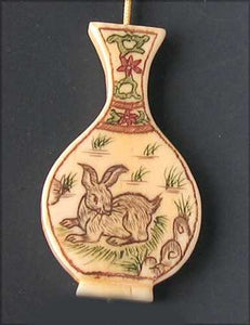 Hoppity Scrimshaw Carved Bunny Rabbit Focal Bead 10520 - PremiumBead Alternate Image 2