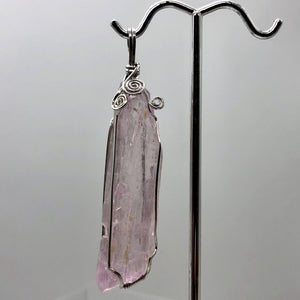 Kunzite Wire-Wrap Pink Crystal Pendant |2 5/8 inch long |