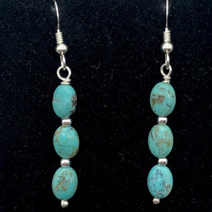 Designer USA Natural Turquoise Sterling Silver 2 inch Drop Gemstone Earrings - PremiumBead Alternate Image 3