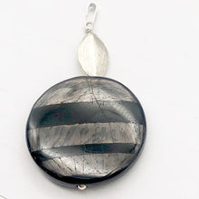 Load image into Gallery viewer, Silver Mirrors Hypersthene 29x7mm Disc Sterling Silver Pendant | 2&quot;Long |
