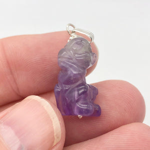 Swingin' Hand Carved Amethyst Monkey and Sterling Silver Pendant 509270AMS - PremiumBead Alternate Image 10