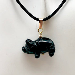 Black Obsidian Pig Pendant Necklace |Semi Precious Stone Jewelry|14k gf Pendant| - PremiumBead Alternate Image 5