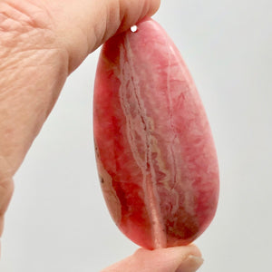 Natural Lacy Pink Rhodochrosite Pendant Bead | 60x30mm| Pink | Teardrop | 1 Bd |
