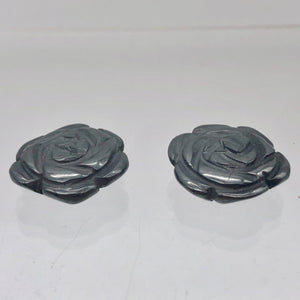 Bloomin' Carved Hematite Rose Flower Figurine Worry Stone | 21x7mm | Silver Black - PremiumBead Alternate Image 11