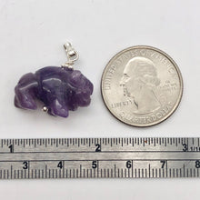 Load image into Gallery viewer, Amethyst Hand Carved Bison / Buffalo Sterling Silver 1&quot; Long Pendant 509277AMS - PremiumBead Alternate Image 3
