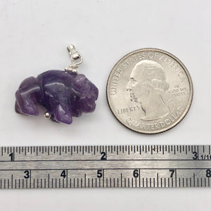 Amethyst Hand Carved Bison / Buffalo Sterling Silver 1" Long Pendant 509277AMS - PremiumBead Alternate Image 3