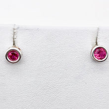 Load image into Gallery viewer, July Birthstone! Round 5mm Created Red Ruby &amp; 925 Sterling Silver Stud Earrings - PremiumBead Alternate Image 8

