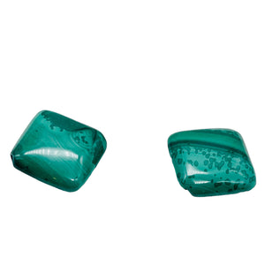 2 Superb Malachite 14x12mm Diagonal Square Coin Beads 10252