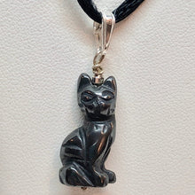 Load image into Gallery viewer, Adorable! Hematite Cat &amp; Solid Sterling Silver Pendant 509257HMS - PremiumBead Primary Image 1
