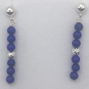 Natural AAA Lapis with Sterling Silver Stud Earrings | 1 1/2" Long | Blue |