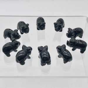 Carved Obsidian Pig Semi Precious Gemstone Bead Figurine! - PremiumBead Alternate Image 3