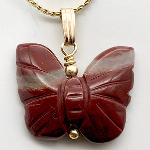 Jasper Butterfly Pendant Necklace | Semi Precious Stone Jewelry | 14k gf Pendant - PremiumBead Primary Image 1