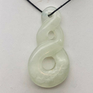 Carved Light Green Serpentine Infinity Pendant with Simple Black Cord 10821R - PremiumBead Primary Image 1