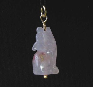 New Moon! Rose Quartz Wolf Coyote Vermeil Pendant 509282RQG1 - PremiumBead Primary Image 1