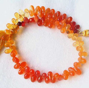 45.5cts Untreated 7-5mm Mexican Fire Opal 9 inch Briolette Bead Strand 108760 - PremiumBead Alternate Image 2