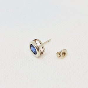 September! 7mm Lab Sapphire & Sterling Silver Earrings 9780Ib - PremiumBead Alternate Image 4