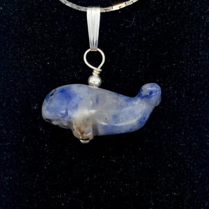 Sodalite Whale Pendant Necklace | Semi Precious Stone Jewelry | Silver Pendant - PremiumBead Alternate Image 2