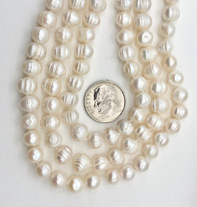 Natural White Freshwater 7mm Pearl 36 inch Strand Necklace