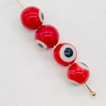 Load image into Gallery viewer, Lampwork Glass Eye Parcel of Round | 8 mm | Red | 4 Beads |

