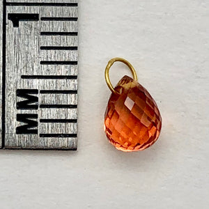 Fiery Orange Sapphire 18K Briolette Bead Pendant | 5x4mm | .7 ct |