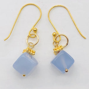 Blue Chalcedony Cubes and 22K Vermeil Earrings 309231B