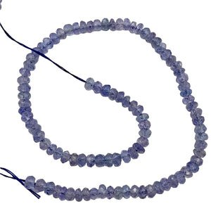 Tanzanite Faceted From 3x1.25mm to 2.5x1mm Roundel Bead 7.5 inch Strand 9713HS