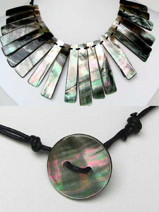 Elegant Tahitian Mother of Pearl Shell 15 to 17 inch Collar Necklace 107216 - PremiumBead Primary Image 1