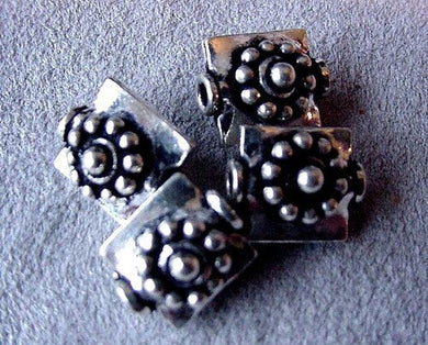 Unique 2 Hand Made Square Flower 3.2 Grams Solid Silver Beads 004013 - PremiumBead Primary Image 1