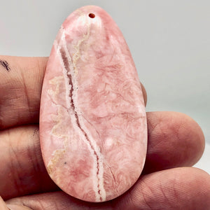 Natural Lacy Pink Rhodochrosite Pendant Bead | 60x30mm| Pink | Teardrop | 1 Bd | - PremiumBead Alternate Image 2